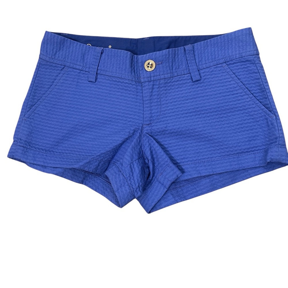 Preppy Women’s Casual Lilly Pulitzer solid blue textured the Walsh Shorts